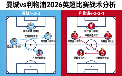 曼城与利物浦2026年英超比赛战术分析示意图 - 展示阵型与关键传球路线