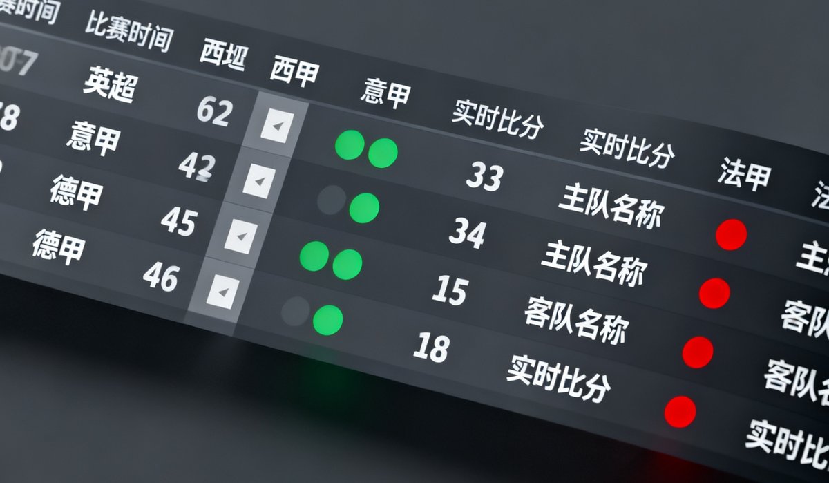 看球通实时比分面板展示各大联赛比分滚动更新