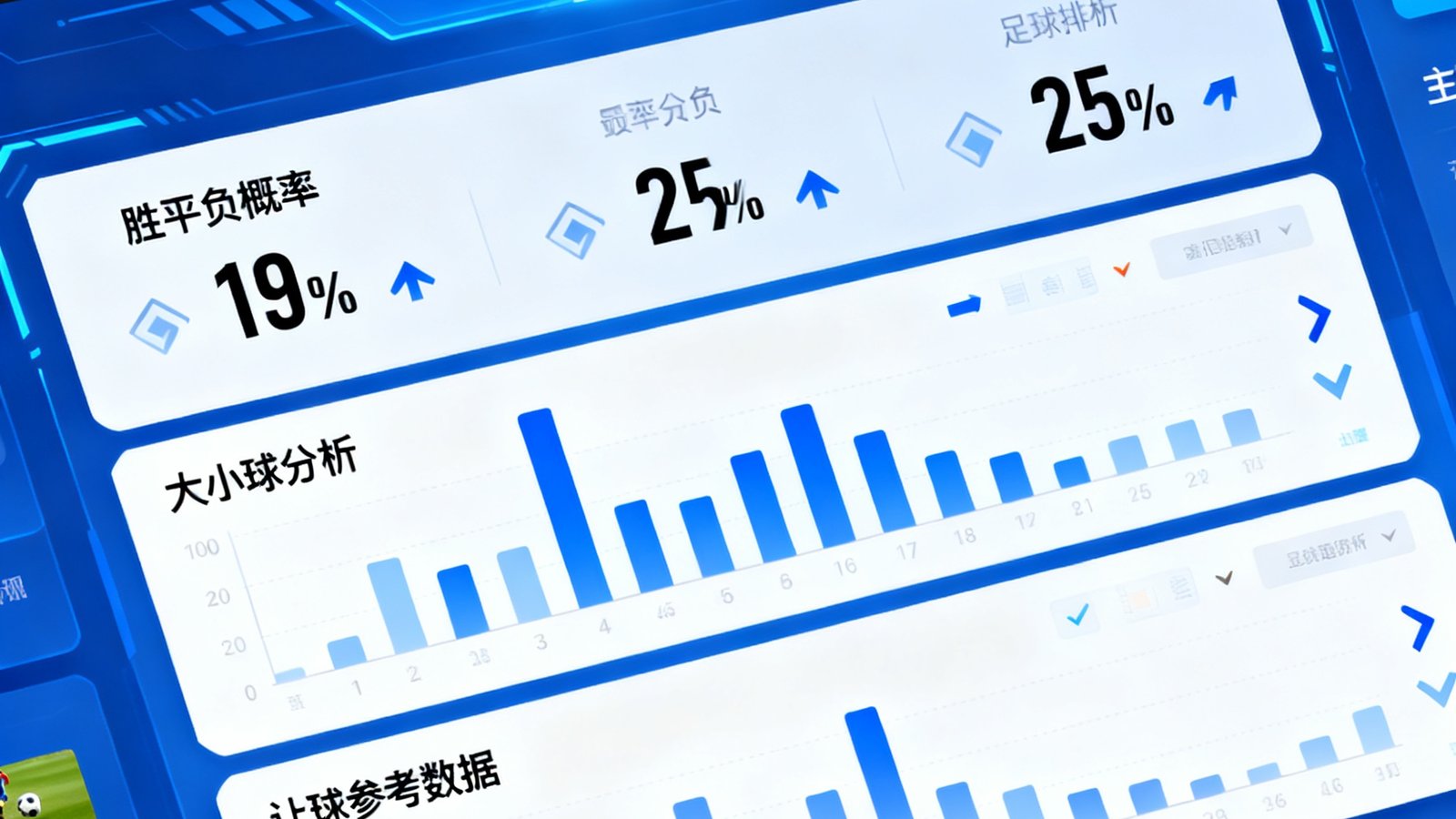 看球通智能预测页面显示胜平负概率、大小球分析以及让球参考数据
